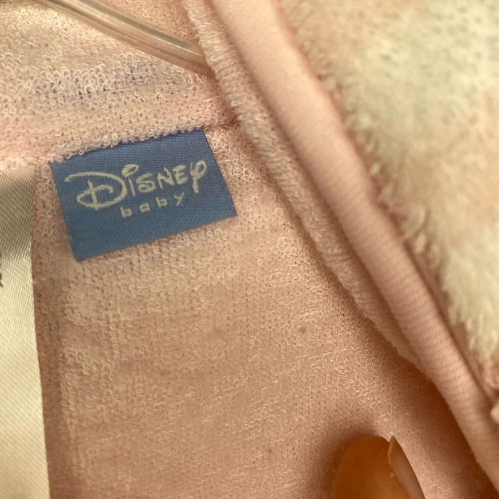 Disney Baby Winnie the Pooh bath robe with pink and white strips size 0-9 months - Picture 4 of 4